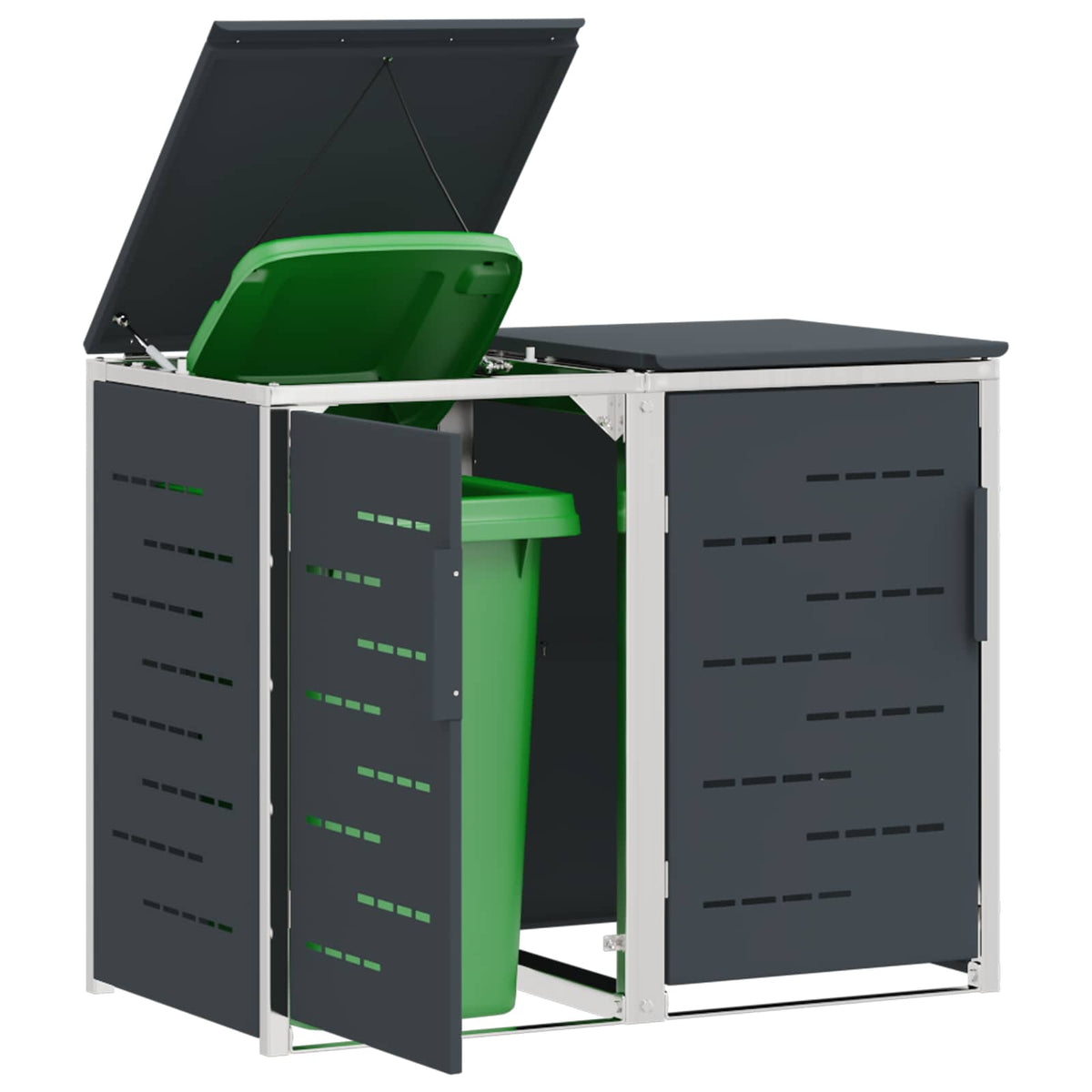 Kerekes Hulladékgyűjtő Tárolás for 2 Bins 240L Antracitszürke 3