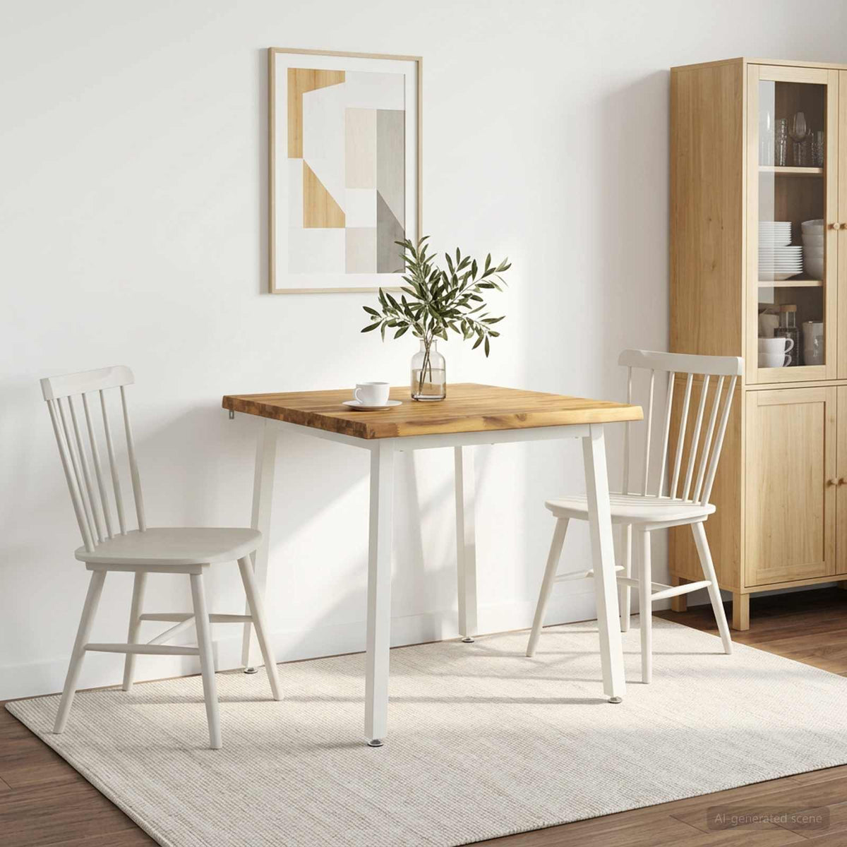 60 x 55 x 75 cm Tömör Akácfa Fehér Négyszögletes