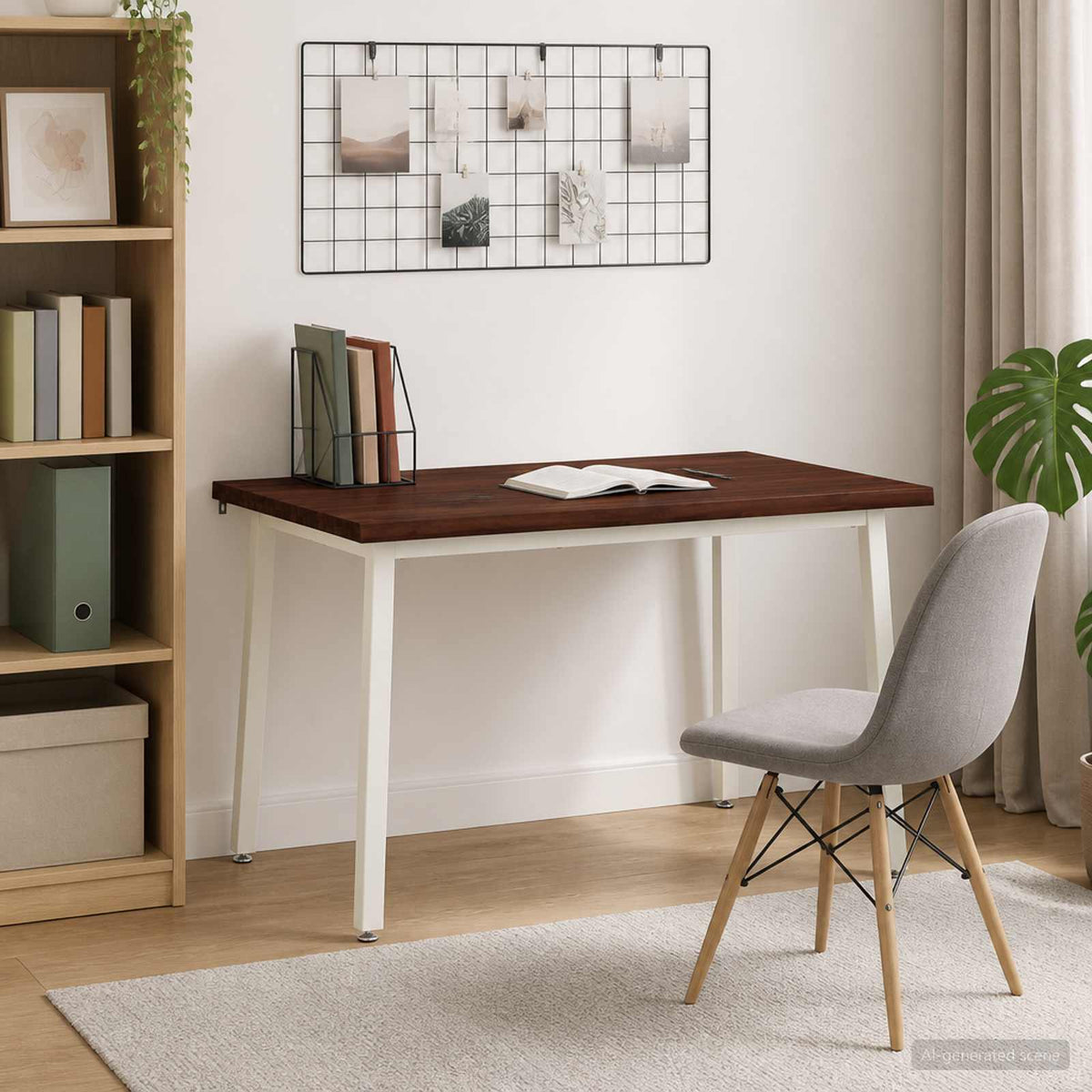 90 x 55 x 75 cm Tömör Akácfa Sötétbarna és fehér Négyszögletes
