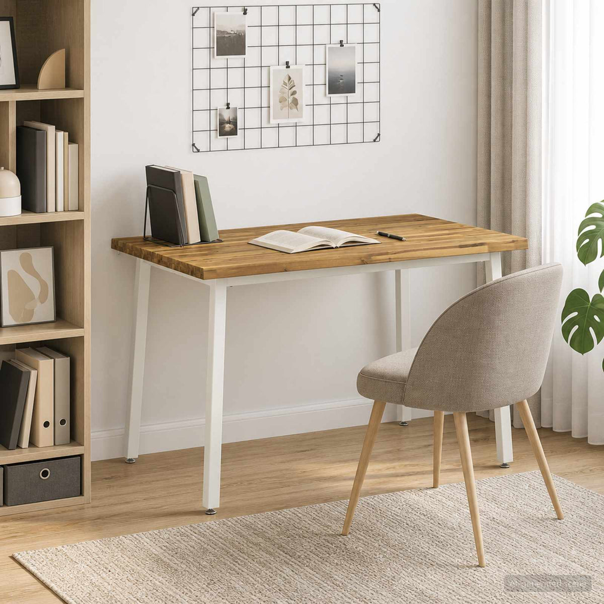 90 x 55 x 75 cm Tömör Akácfa Fehér Négyszögletes