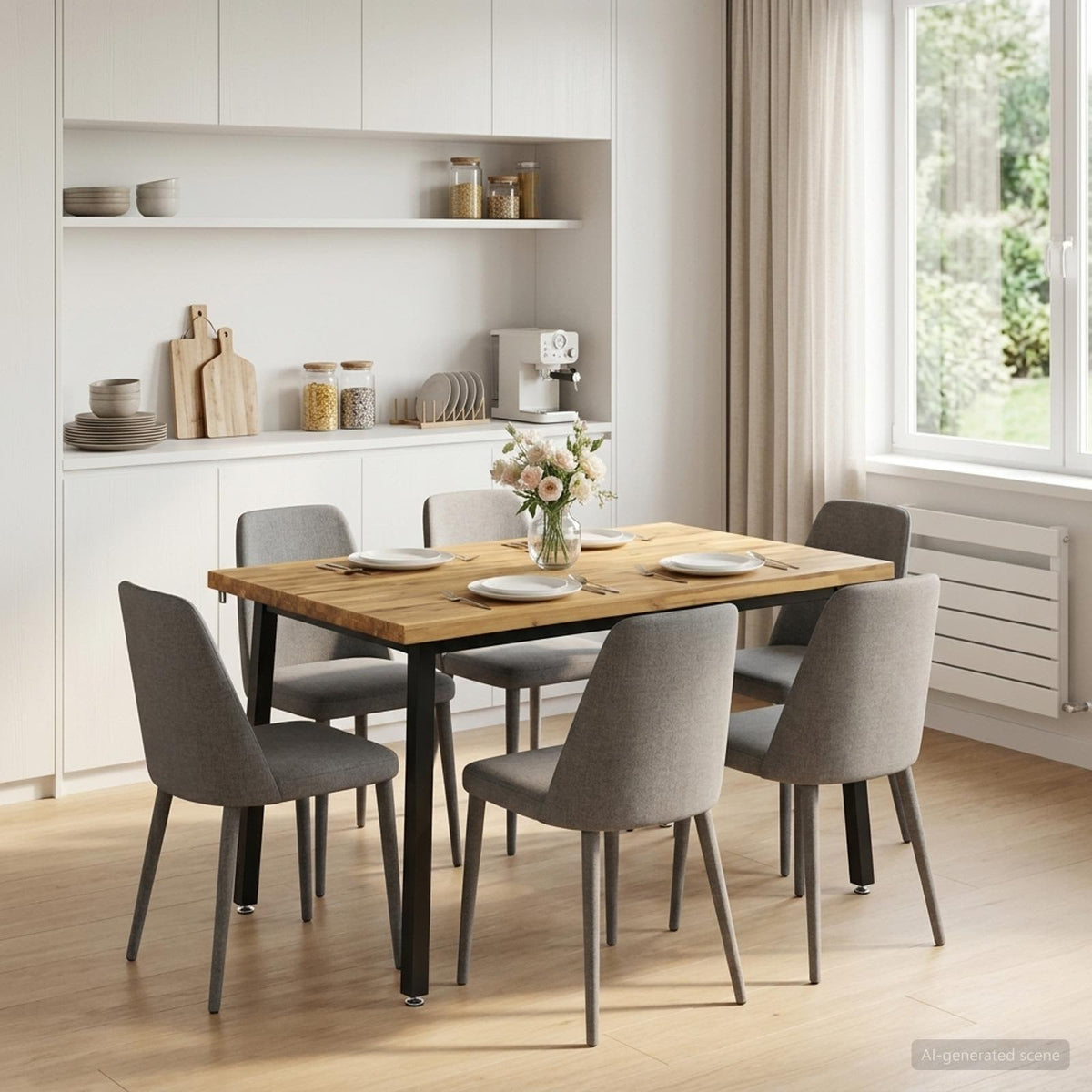 120 x 70 x 75 cm Tömör Akácfa Fehér és Fekete Négyszögletes