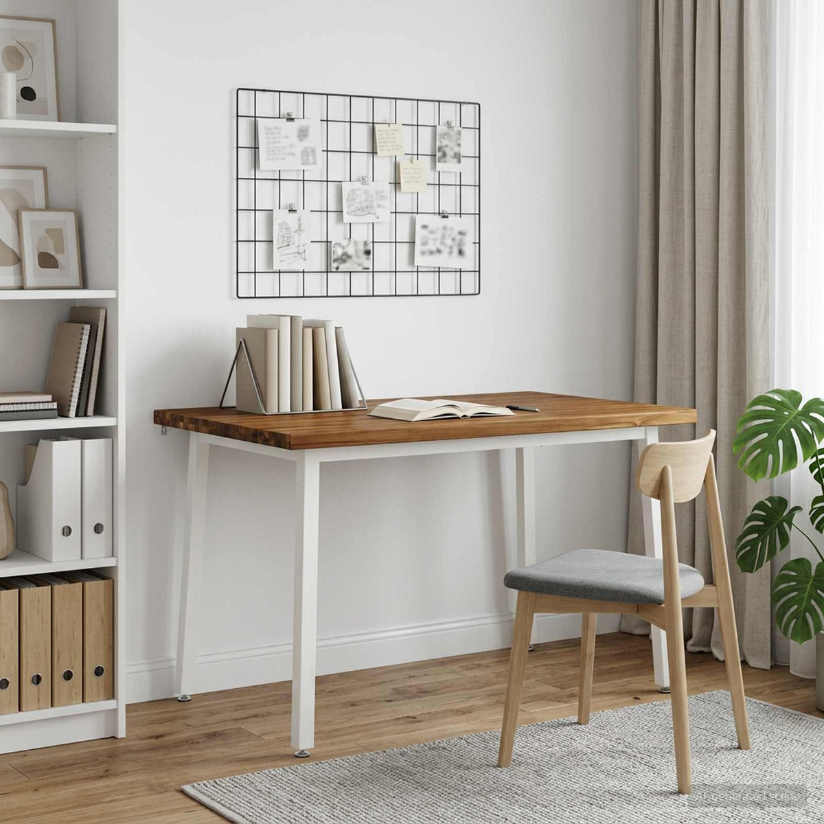 120 x 70 x 75 cm Tömör Akácfa Természetes és Fehér 3