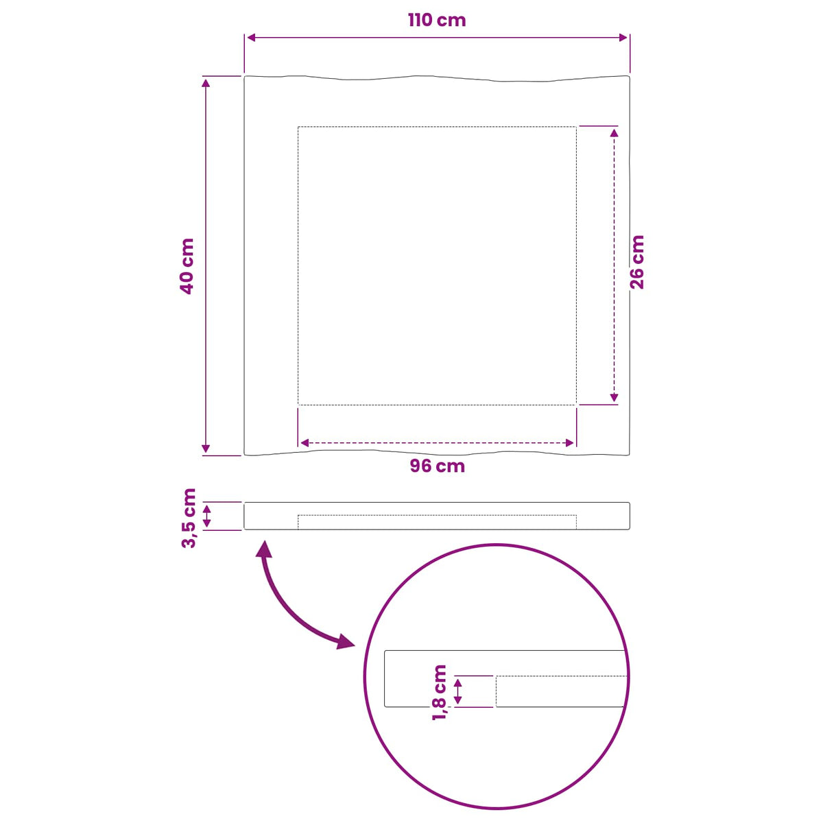 Téglalap Asztallap 90 x 50 x 3,5 cm Négyszögletes Tömör Akácfa 9