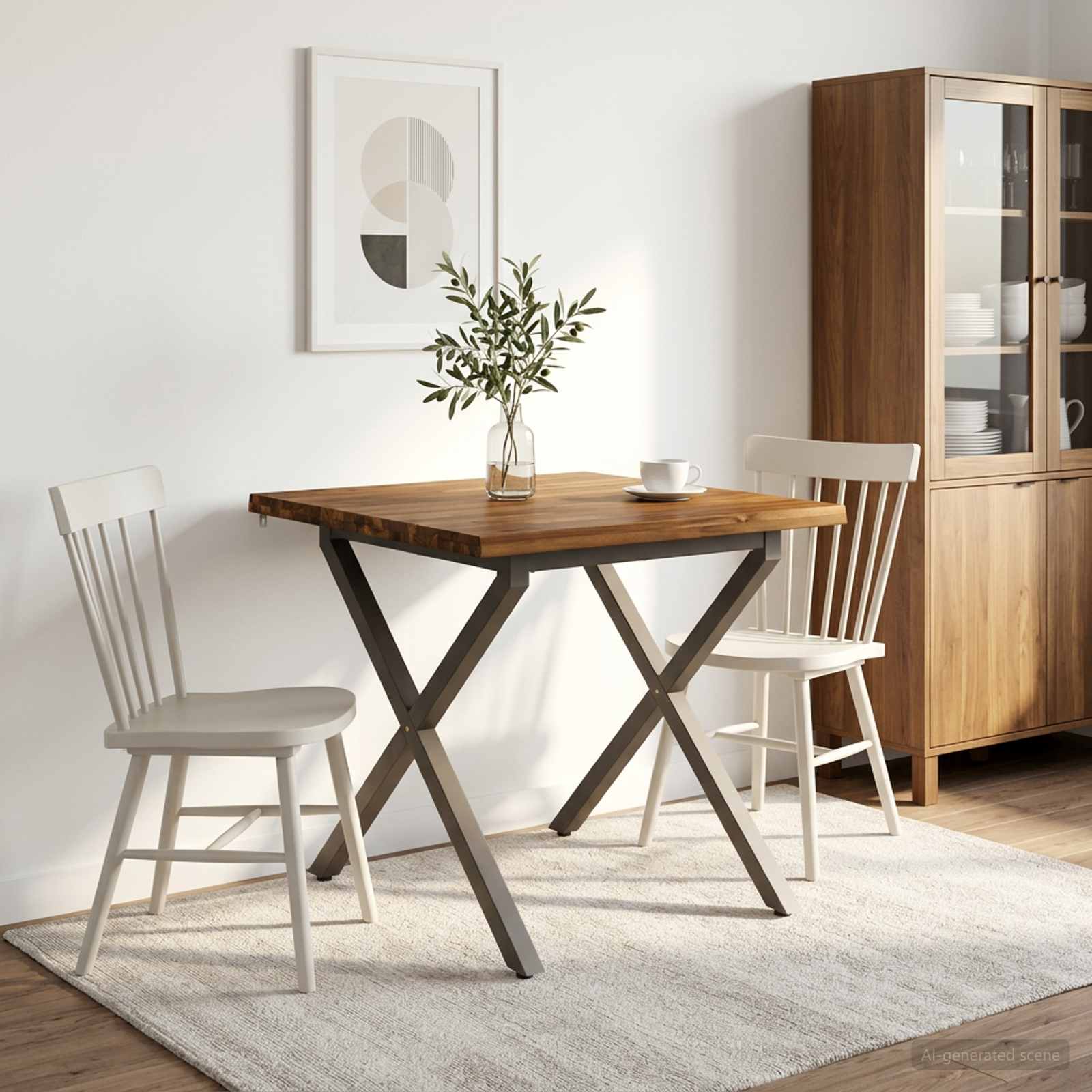 80 x 80 x 75 cm Tömör Akácfa Természetes és Kávé Négyzet