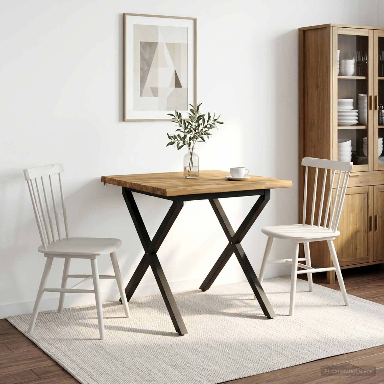 90 x 90 x 75 cm Tömör Akácfa Fehér és Fekete Négyzet