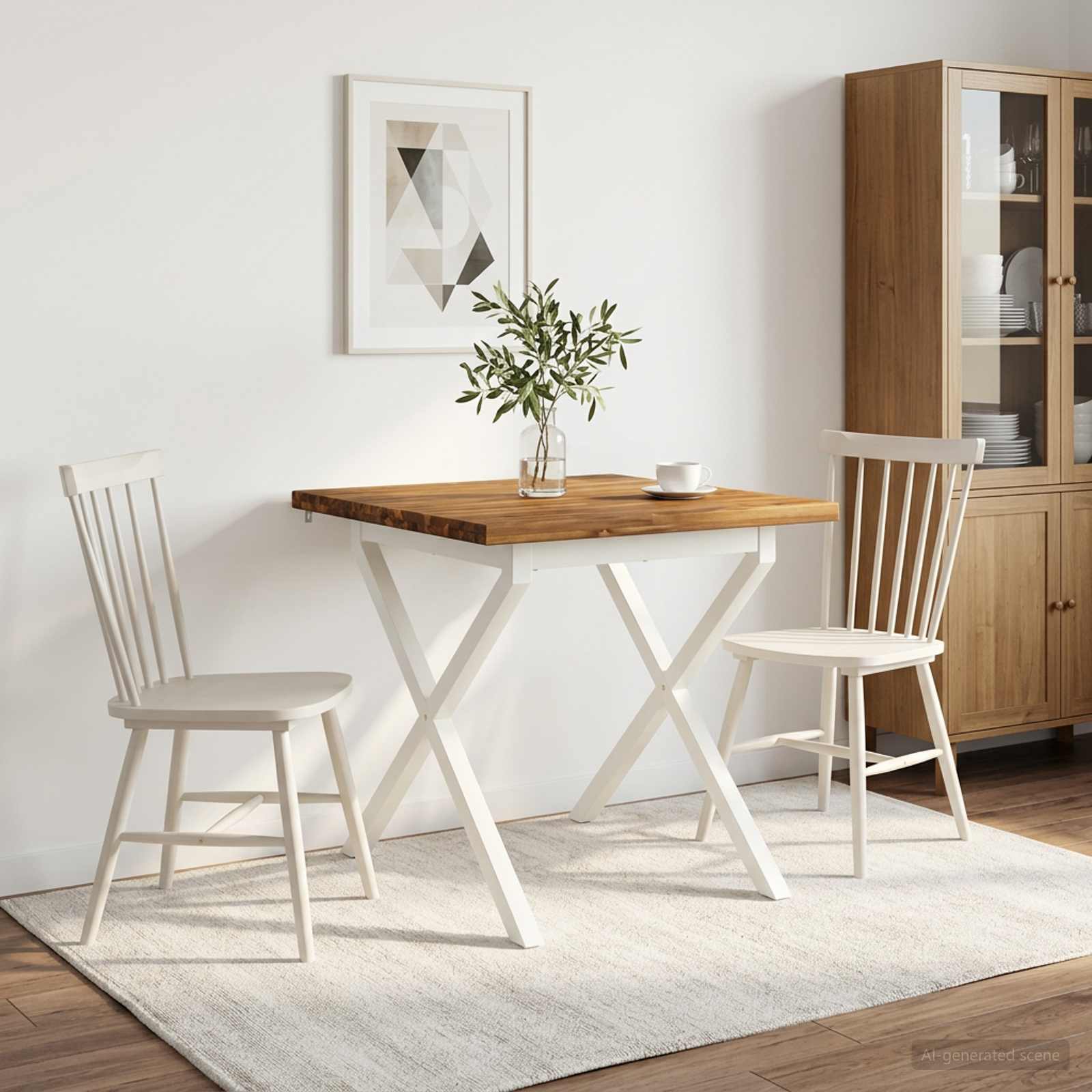 80 x 80 x 75 cm Tömör Akácfa Természetes és Fehér Négyzet