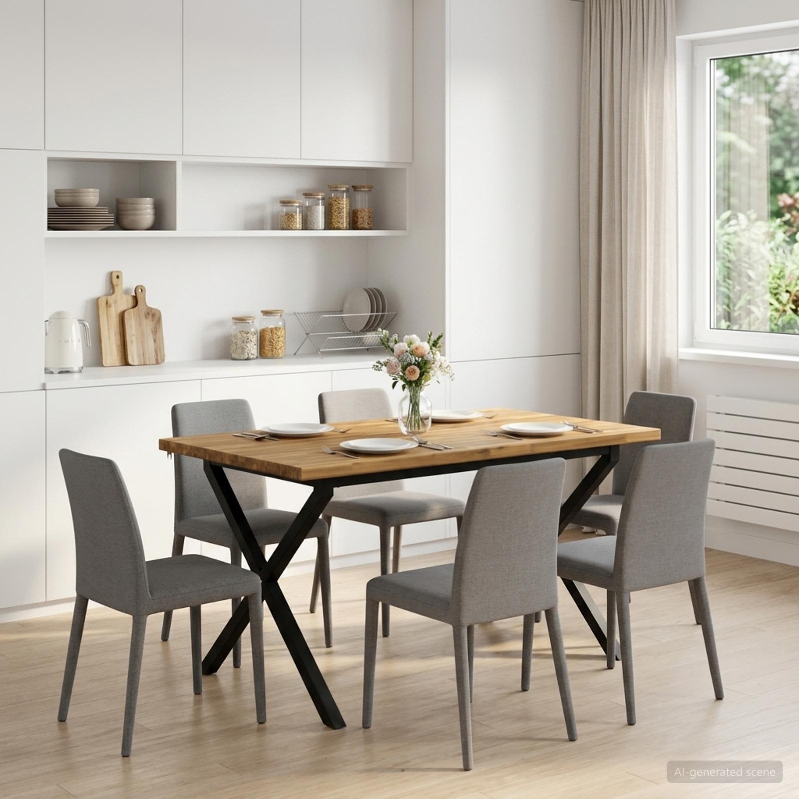 120 x 80 x 75 cm Tömör Akácfa Fehér és Fekete Négyszögletes