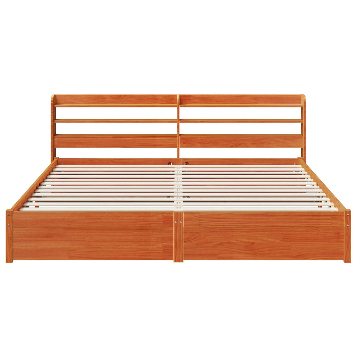 Ágykeret polcokkal Faggyú barna 200 x 200 cm Tömör fenyőfa 6