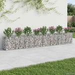 Gabion emelt ágy 2 db 400 x 50 x 60 cm Horganyzott Acél Ezüst