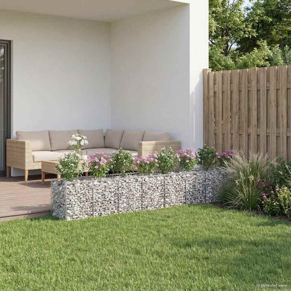 Gabion emelt ágy 2 db 400 x 50 x 60 cm Horganyzott Acél Ezüst 4