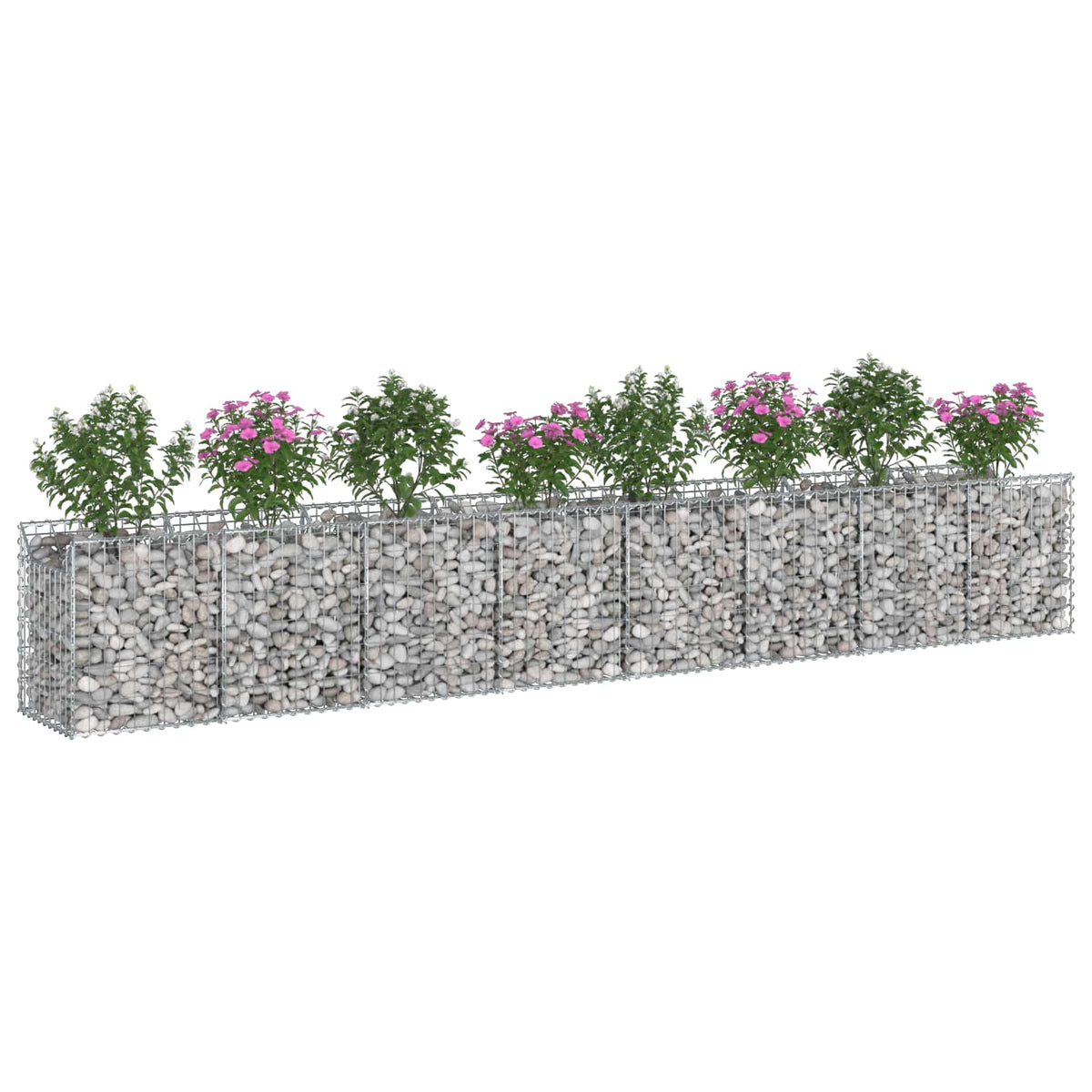 Gabion emelt ágy 2 db 400 x 50 x 60 cm Horganyzott Acél Ezüst 3