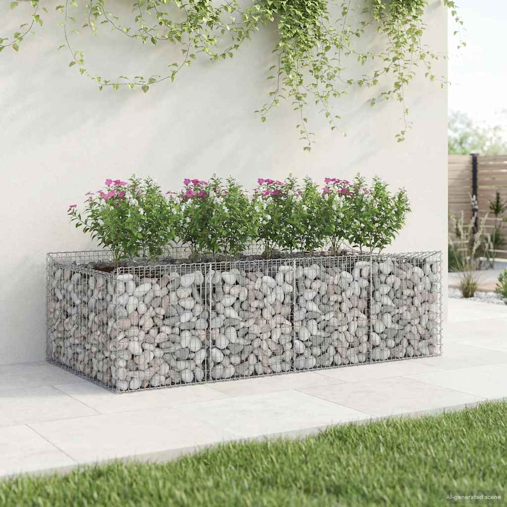 Gabion emelt ágy 2 db 200 x 100 x 60 cm Horganyzott Acél Ezüst 5