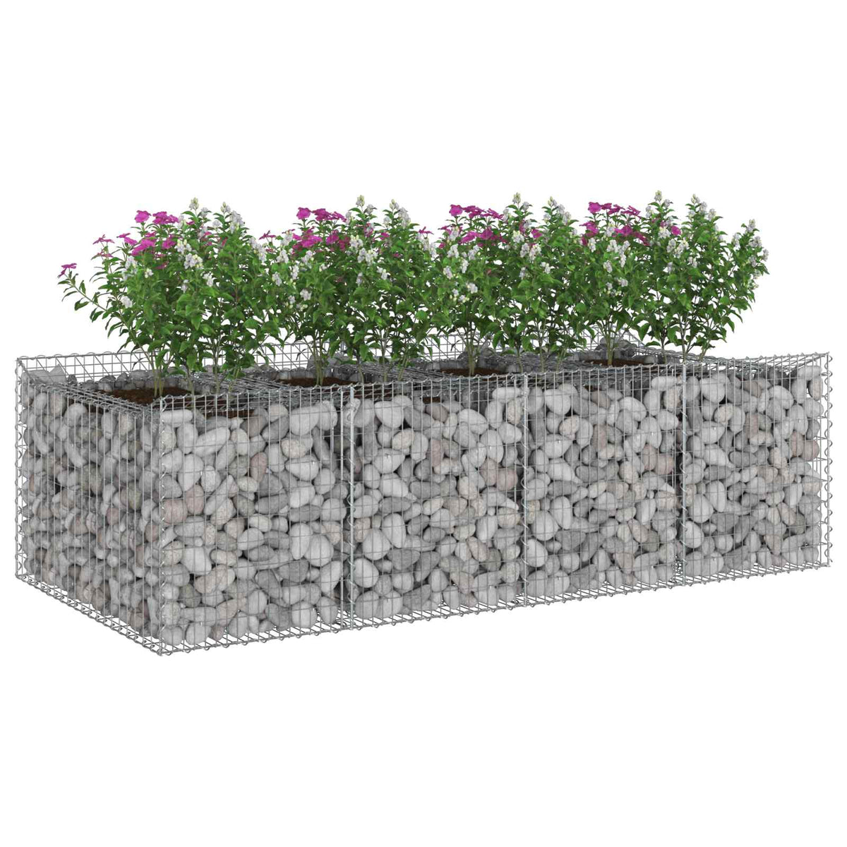 Gabion emelt ágy 2 db 200 x 100 x 60 cm Horganyzott Acél Ezüst 3