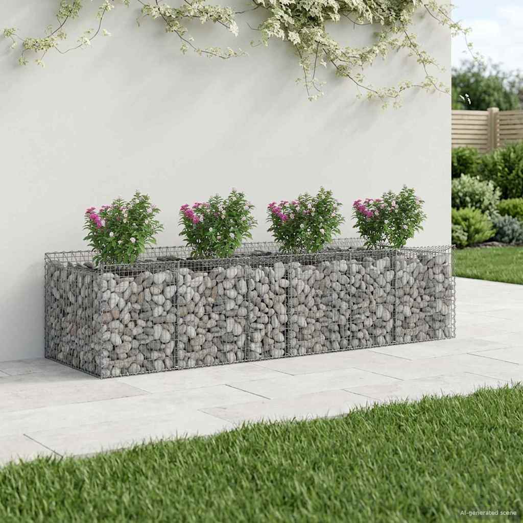 Gabion emelt ágy 3 db 400 x 100 x 60 cm Horganyzott Acél Ezüst 5