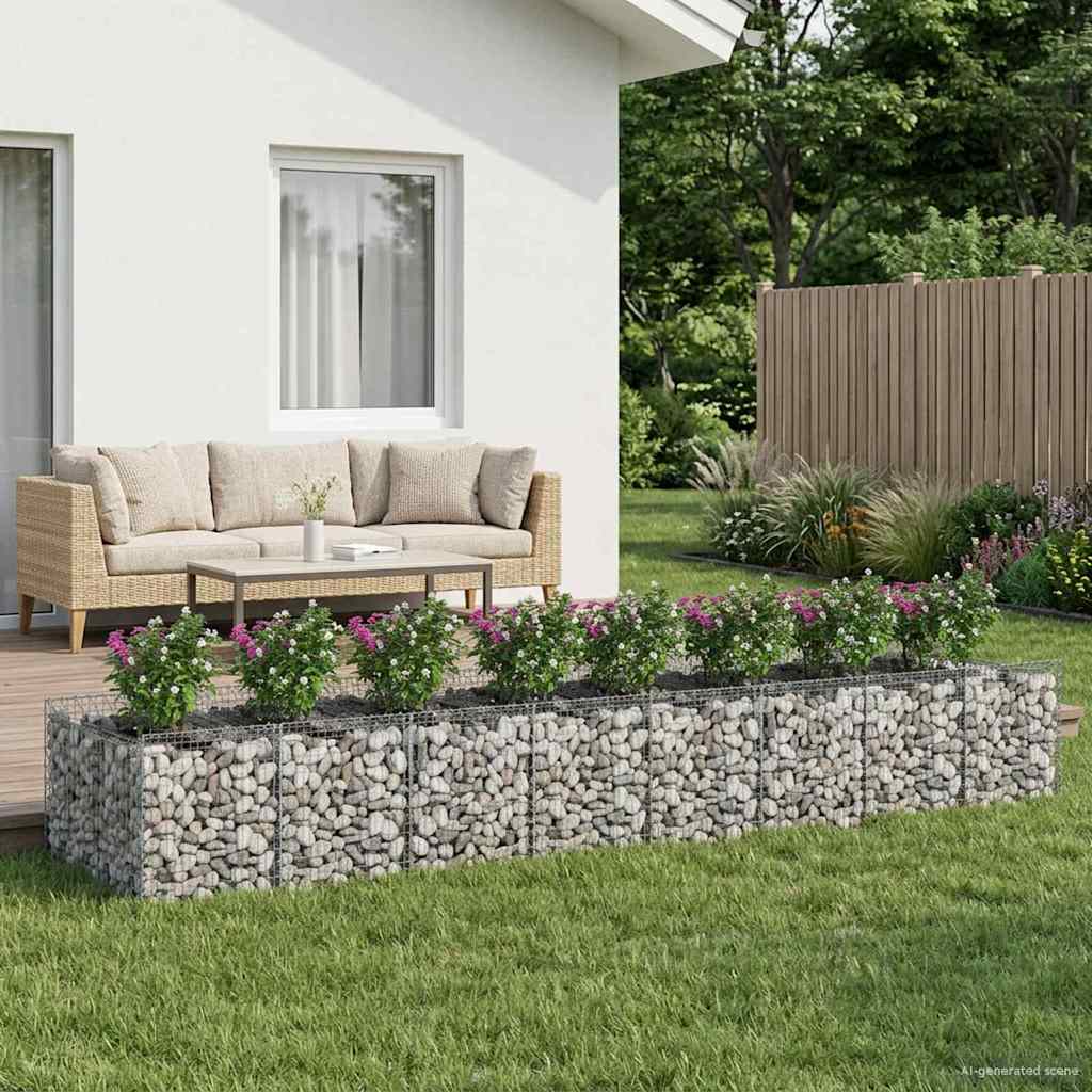 Gabion emelt ágy 3 db 400 x 100 x 60 cm Horganyzott Acél Ezüst
