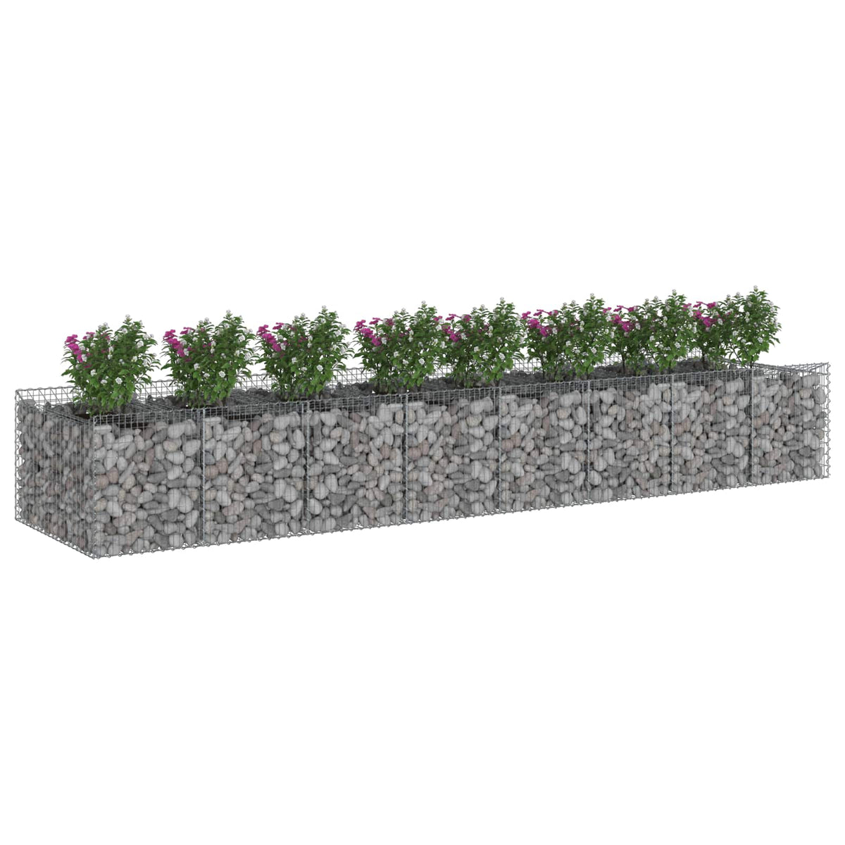 Gabion emelt ágy 3 db 400 x 100 x 60 cm Horganyzott Acél Ezüst 3