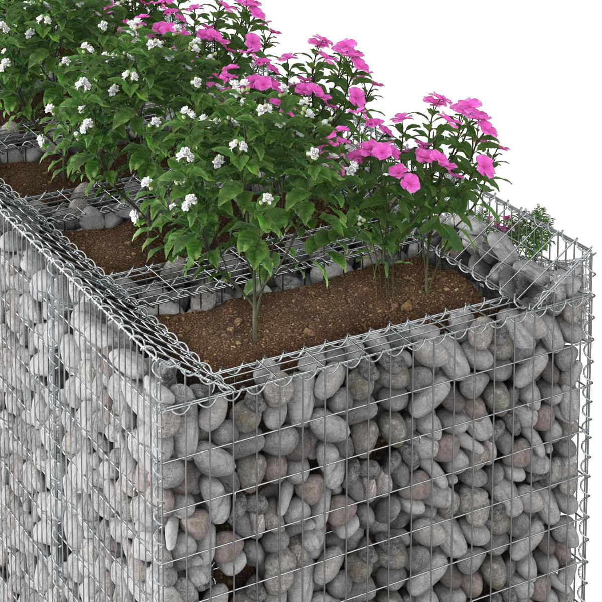 Gabion emelt ágy 3 db 400 x 100 x 60 cm Horganyzott Acél Ezüst 4