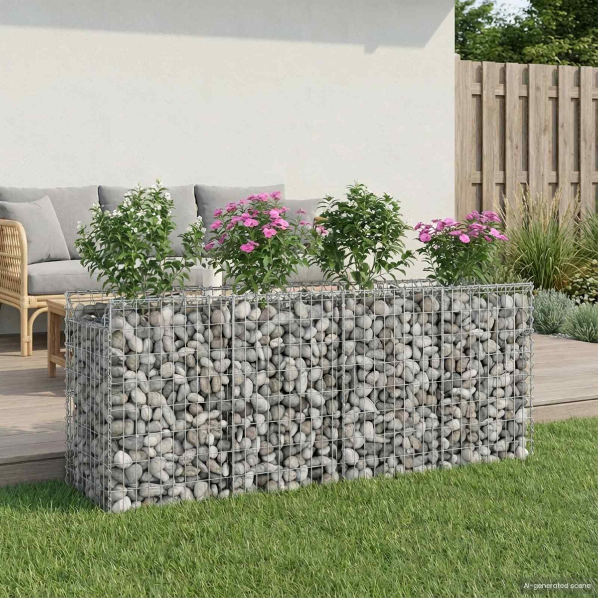 Gabion emelt ágy 2 db 200 x 50 x 80 cm Horganyzott Acél Ezüst