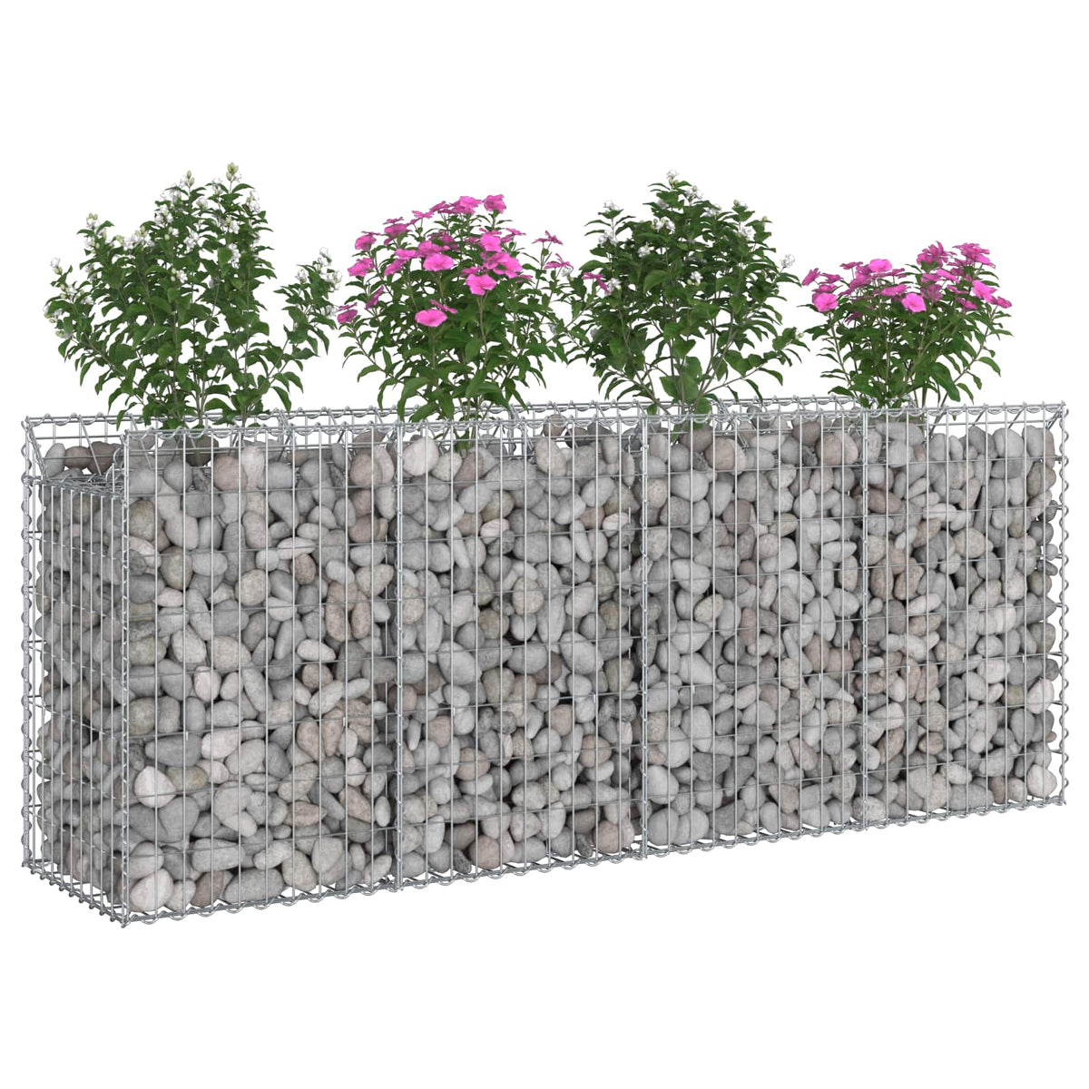 Gabion emelt ágy 2 db 200 x 50 x 80 cm Horganyzott Acél Ezüst 3