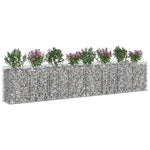 Gabion emelt ágy 3 db 400 x 50 x 80 cm Horganyzott Acél Ezüst 3