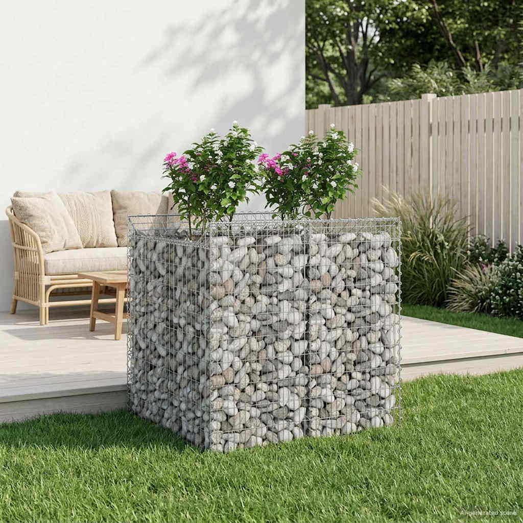 Gabion emelt ágy 2 db 100 x 100 x 100 cm Horganyzott Acél Ezüst