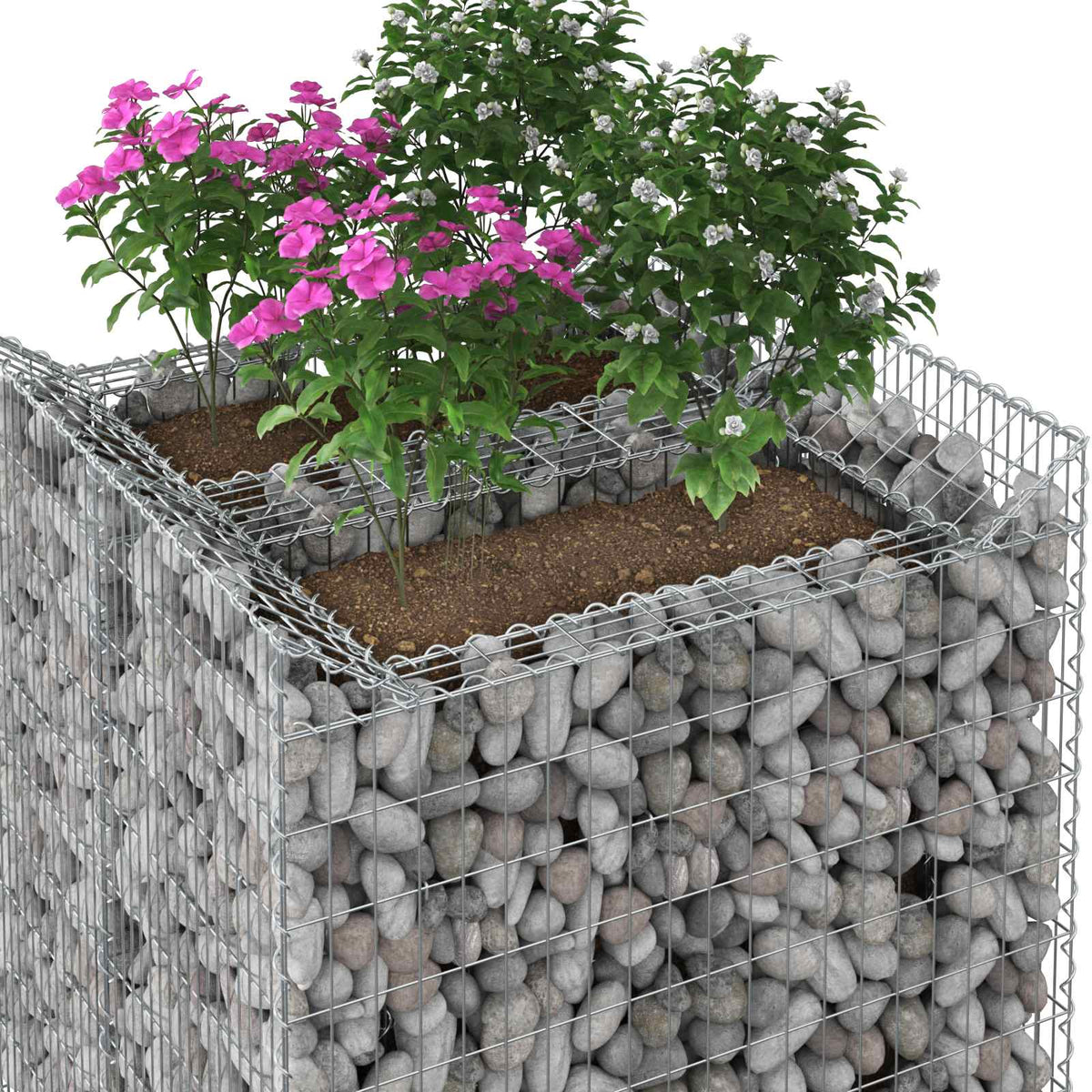 Gabion emelt ágy 2 db 100 x 100 x 100 cm Horganyzott Acél Ezüst 4