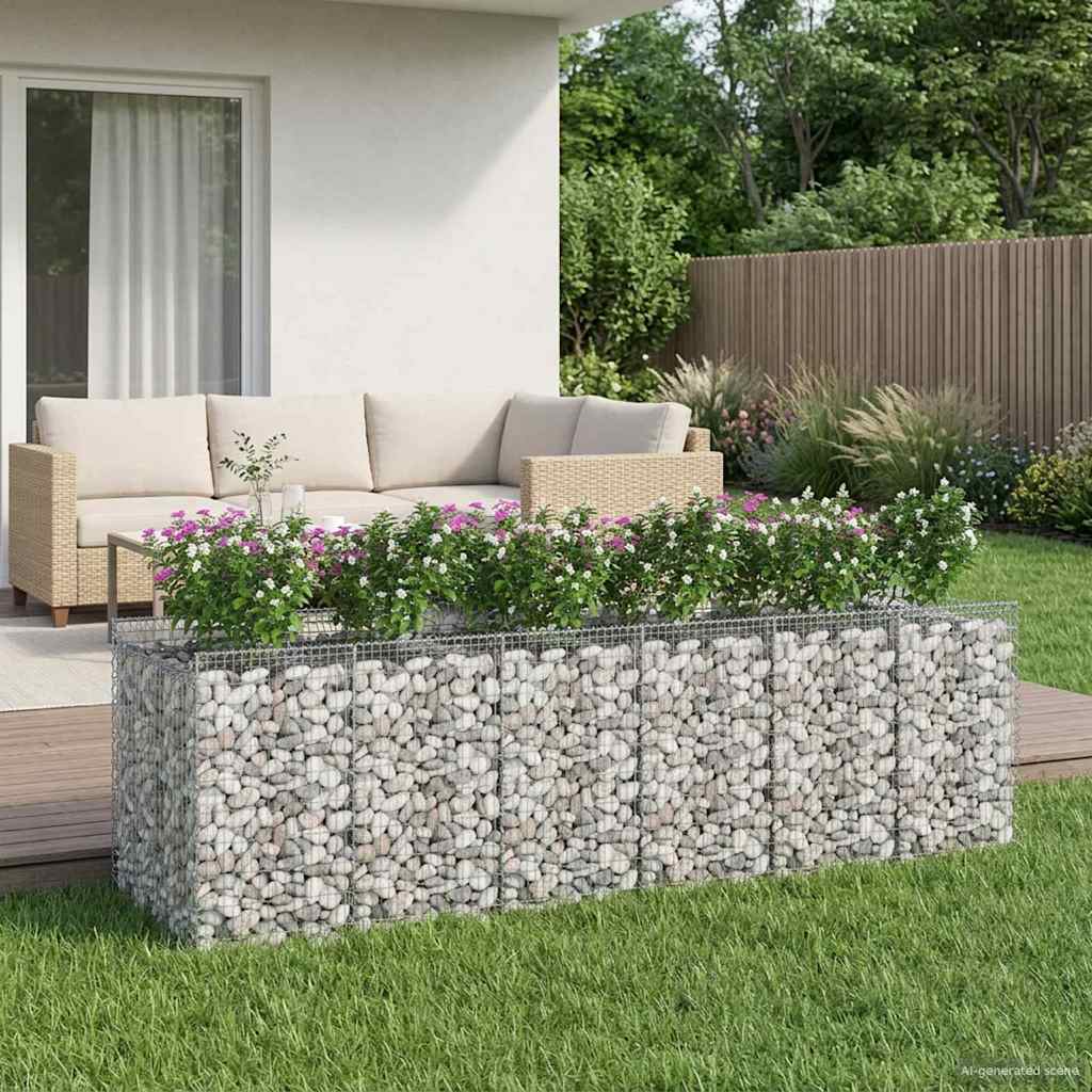 Gabion emelt ágy 3 db 300 x 100 x 100 cm Horganyzott Acél Ezüst