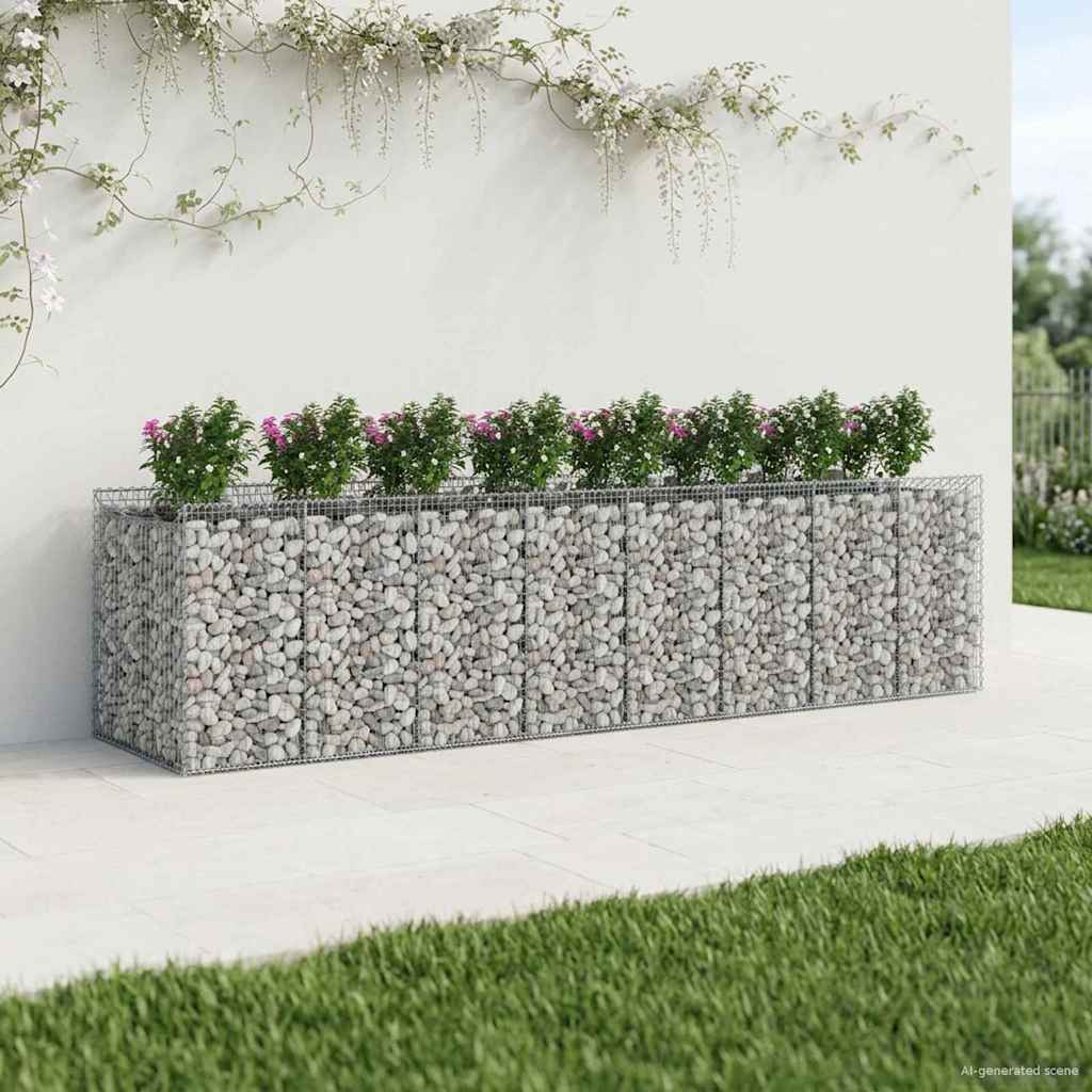 Gabion emelt ágy 4 db 400 x 100 x 100 cm Horganyzott Acél Ezüst 5