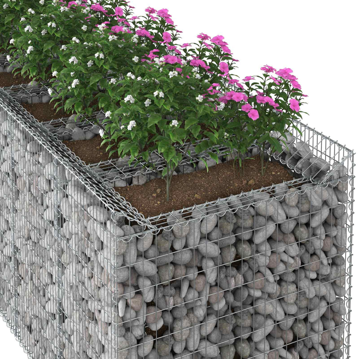 Gabion emelt ágy 4 db 400 x 100 x 100 cm Horganyzott Acél Ezüst 4