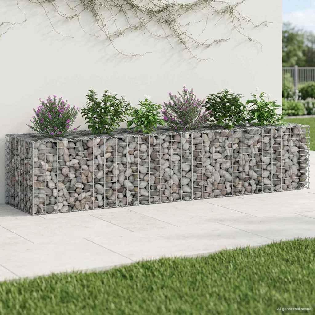 Gabion emelt ágy 2 db 260 x 60 x 55 cm Horganyzott Acél Ezüst 5