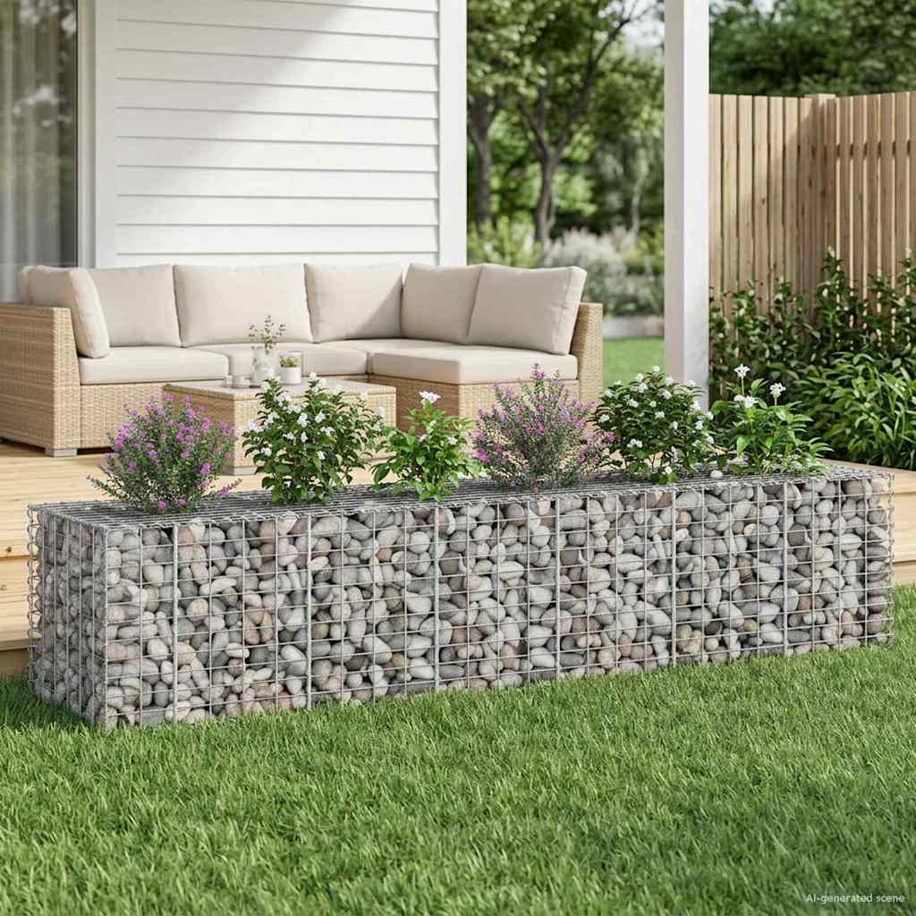 Gabion emelt ágy 2 db 260 x 60 x 55 cm Horganyzott Acél Ezüst