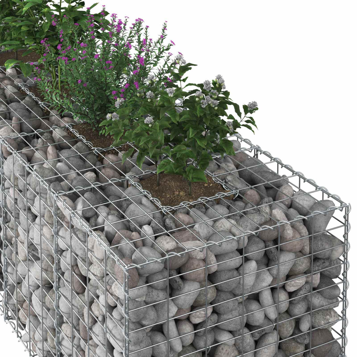 Gabion emelt ágy 2 db 260 x 60 x 55 cm Horganyzott Acél Ezüst 4