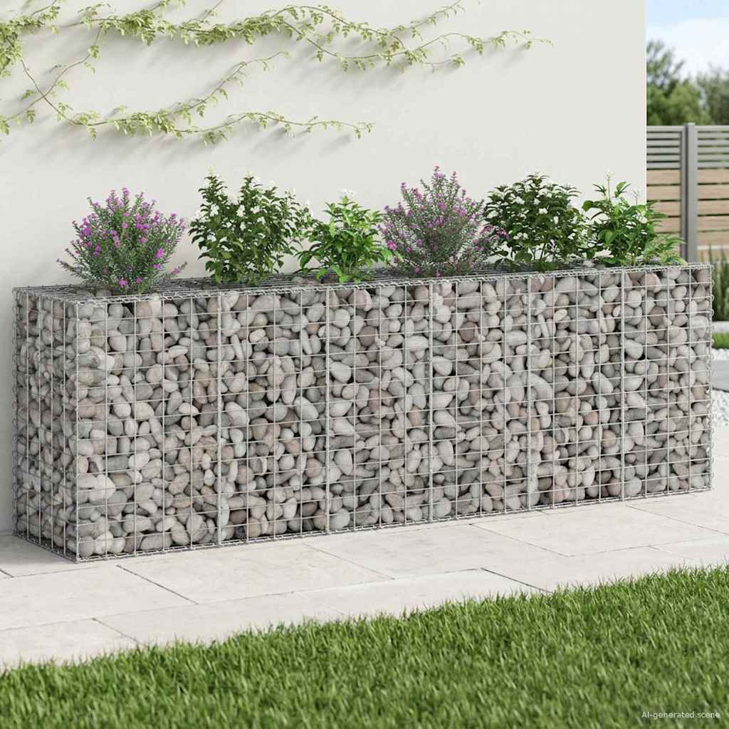 Gabion emelt ágy 2 db 250 x 50 x 80 cm Horganyzott Acél Ezüst 5