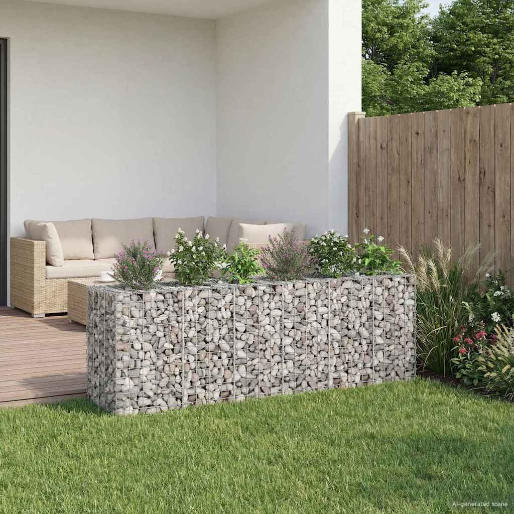 Gabion emelt ágy 2 db 250 x 50 x 80 cm Horganyzott Acél Ezüst