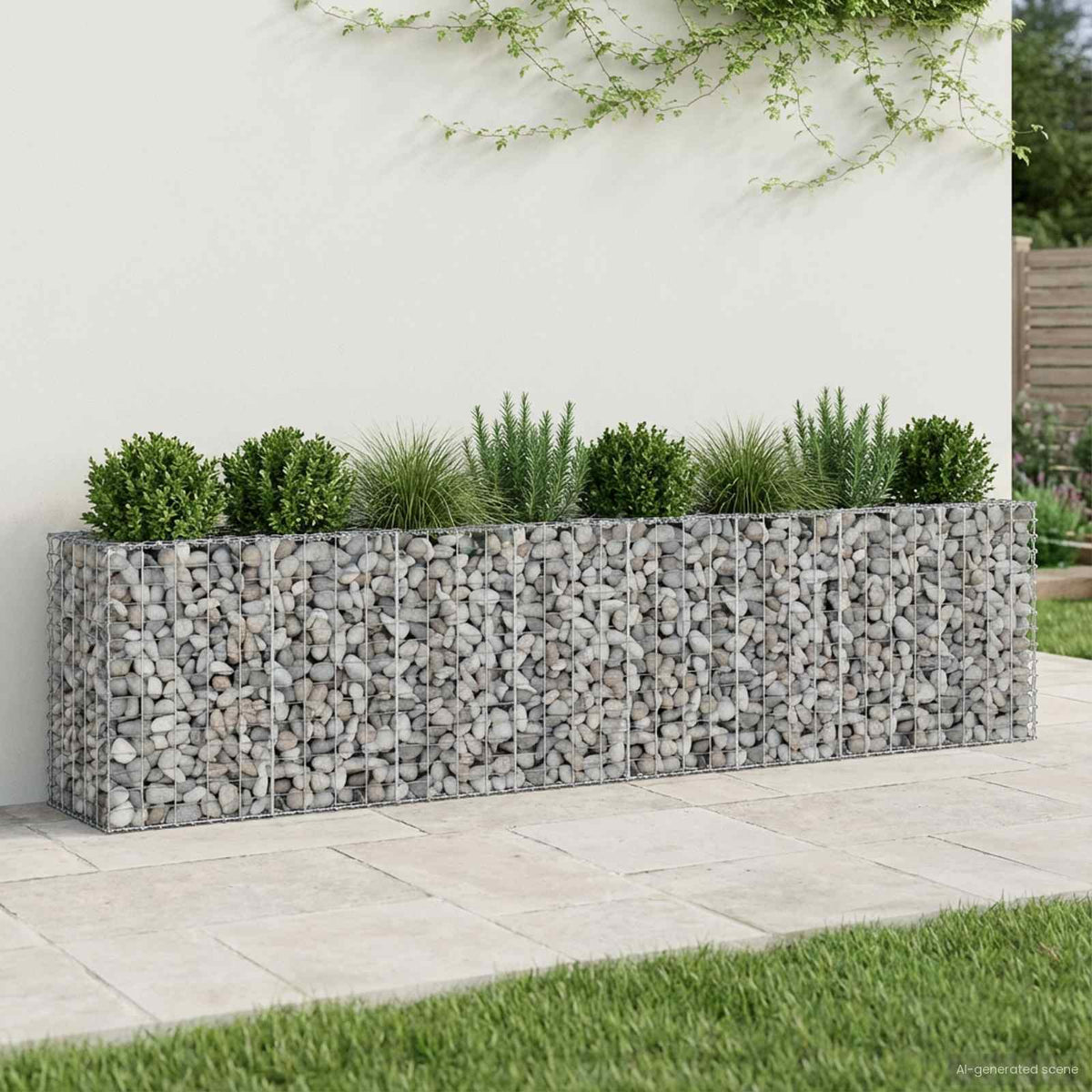 Gabion emelt ágy 2 db 330 x 50 x 80 cm Horganyzott Acél Ezüst 5