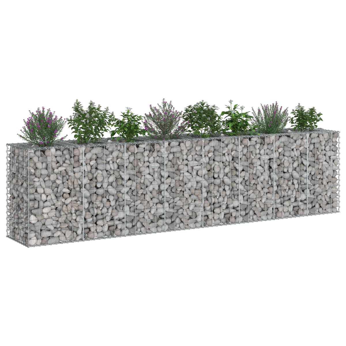 Gabion emelt ágy 2 db 330 x 50 x 80 cm Horganyzott Acél Ezüst 3