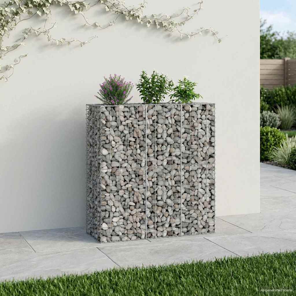 Gabion emelt ágy 2 db 130 x 50 x 150 cm Horganyzott Acél Ezüst