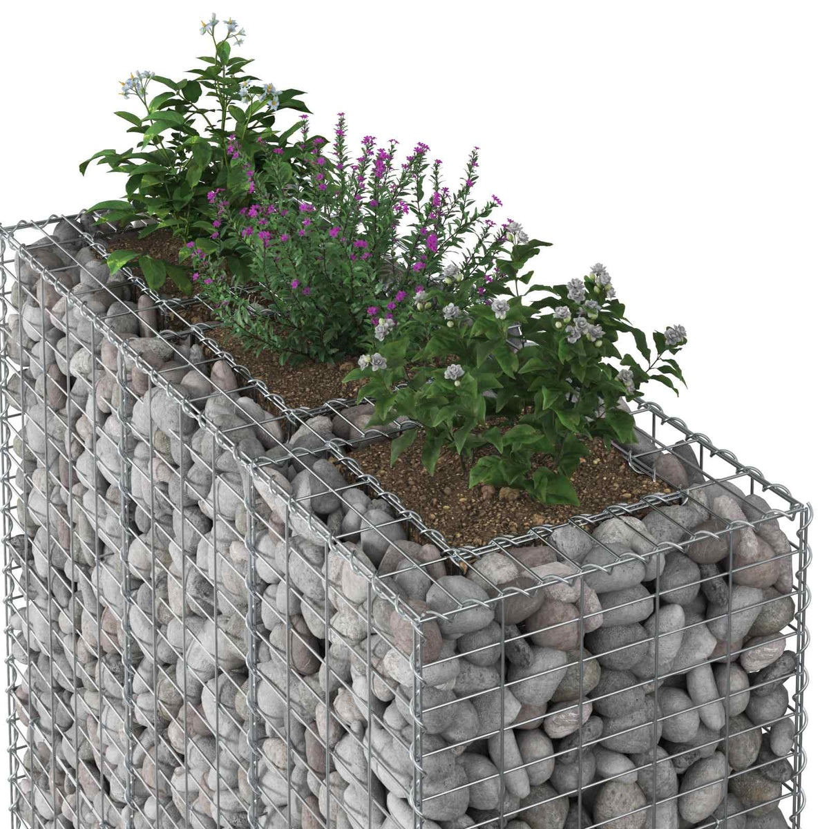 Gabion emelt ágy 2 db 130 x 50 x 150 cm Horganyzott Acél Ezüst 4