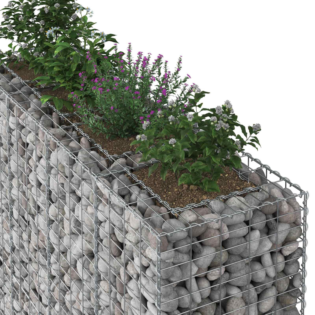 Gabion emelt ágy 2 db 170 x 50 x 150 cm Horganyzott Acél Ezüst 4