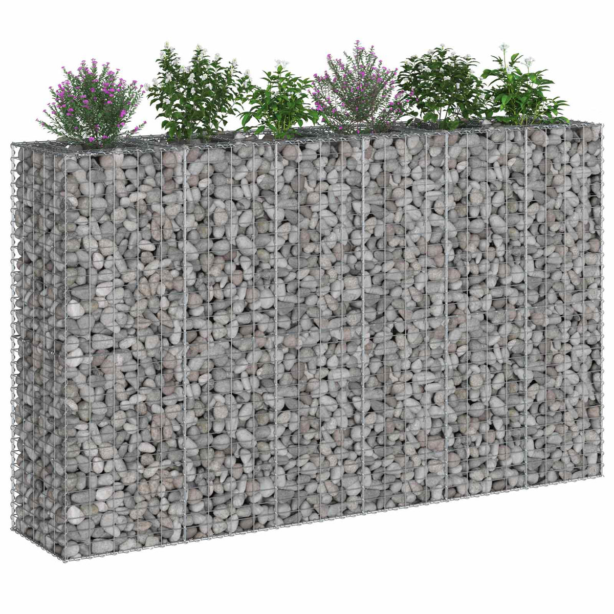 Gabion emelt ágy 3 db 250 x 50 x 150 cm Horganyzott Acél Ezüst 3