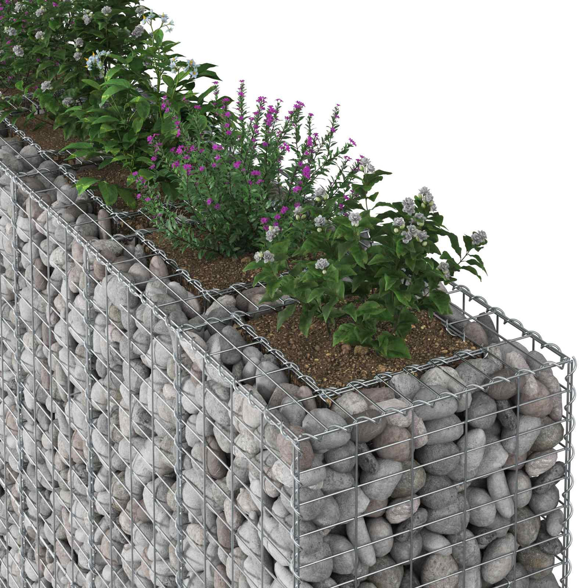 Gabion emelt ágy 3 db 250 x 50 x 150 cm Horganyzott Acél Ezüst 4
