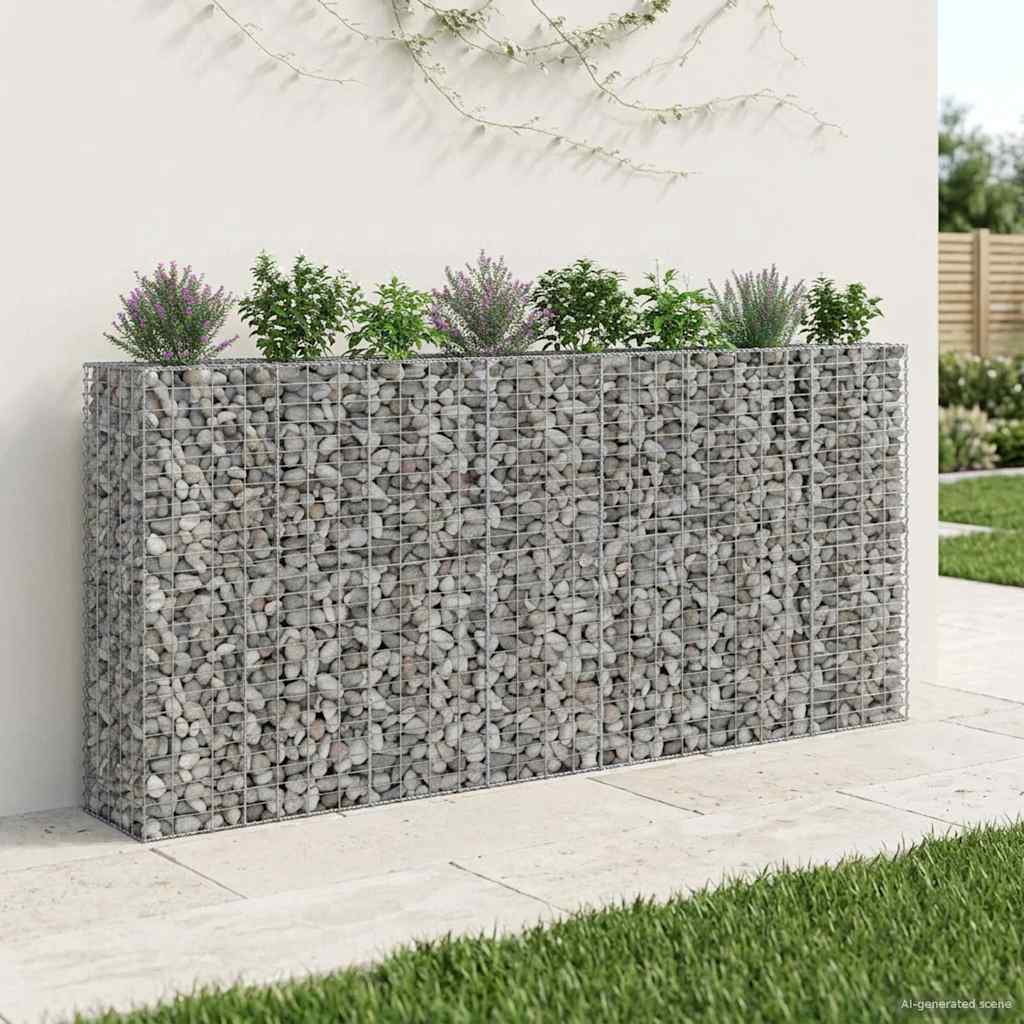 Gabion emelt ágy 4 db 330 x 50 x 150 cm Horganyzott Acél Ezüst