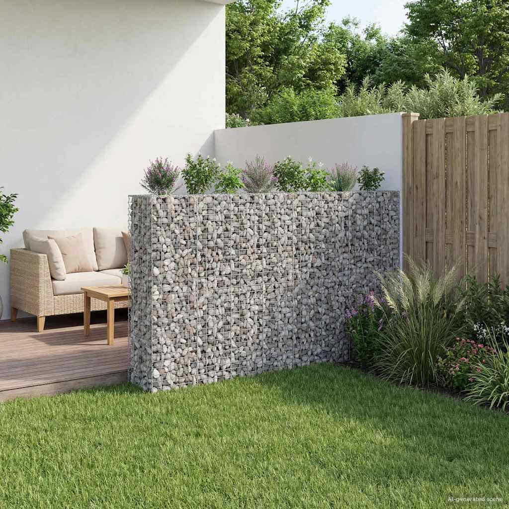 Gabion emelt ágy 4 db 330 x 50 x 150 cm Horganyzott Acél Ezüst 5