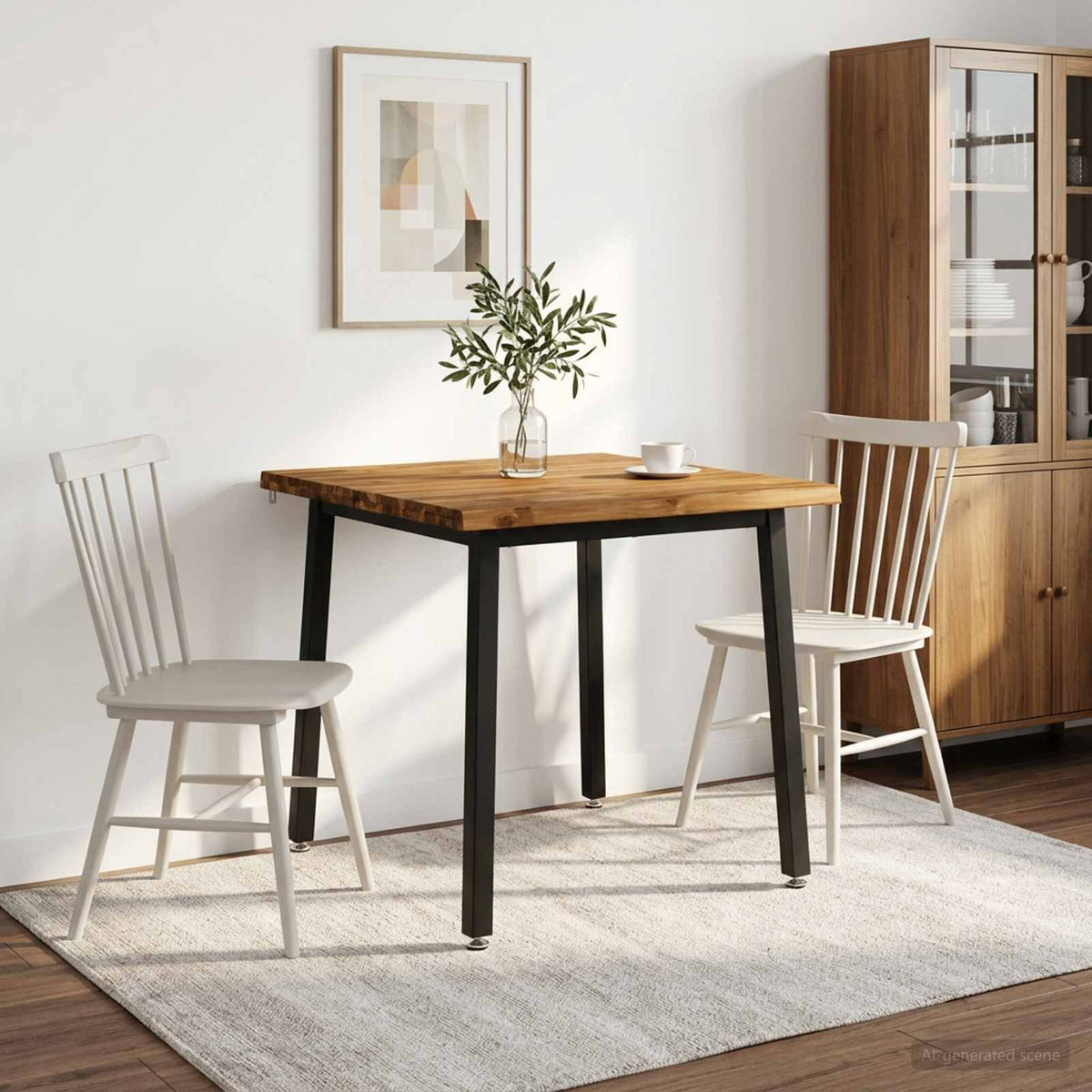 60 x 55 x 75 cm Tömör Akácfa Természetes és Fekete