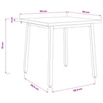 80 x 80 x 75 cm Tömör Akácfa Sötétbarna és fehér Négyzet 9