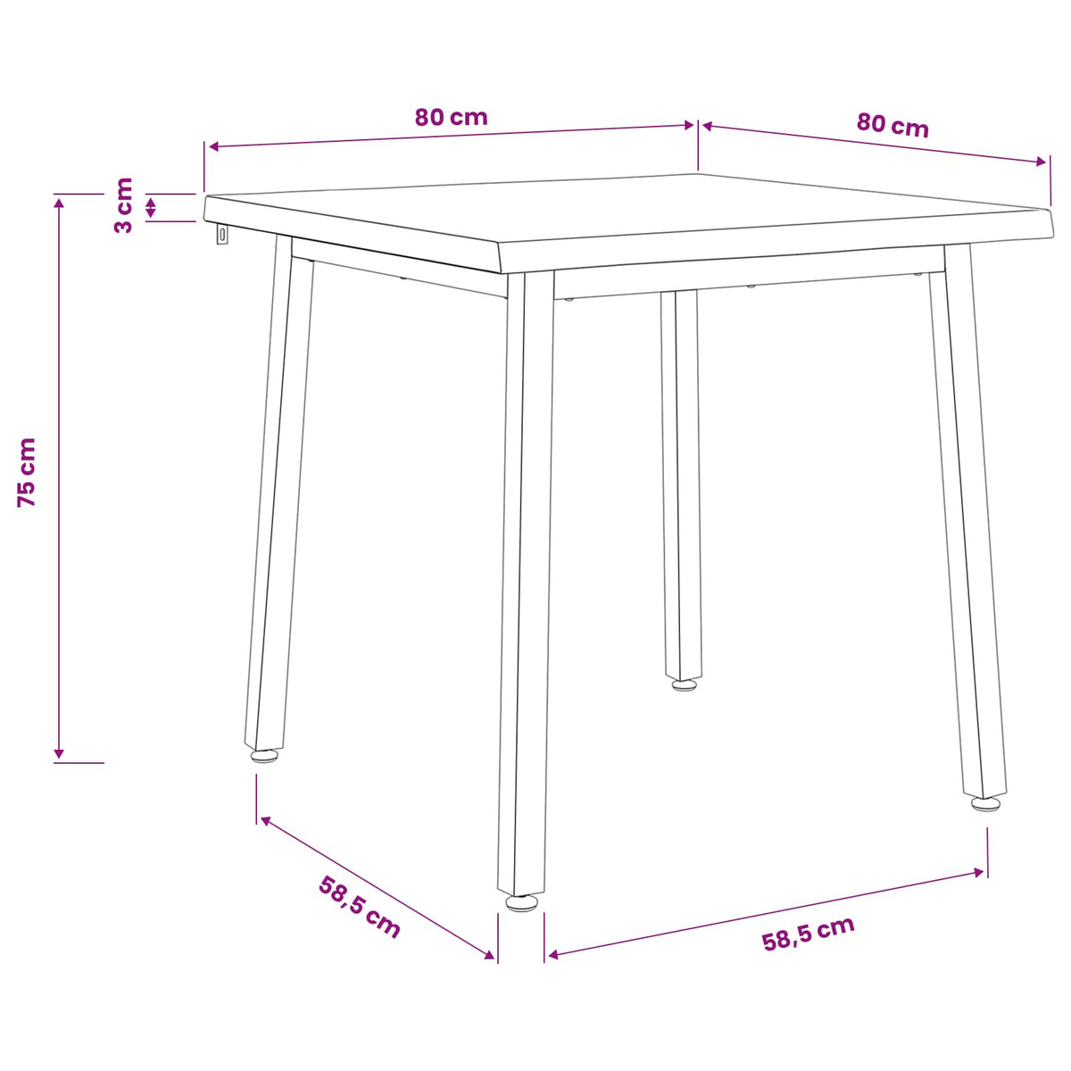 80 x 80 x 75 cm Tömör Akácfa Sötétbarna és fehér Négyzet 9