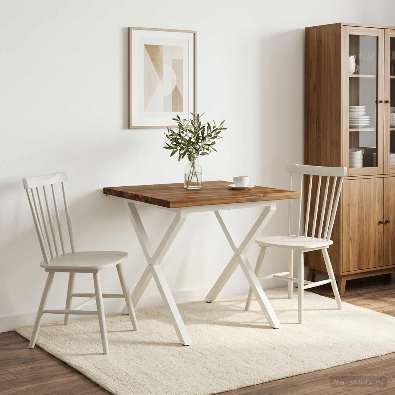 80 x 80 x 75 cm Tömör Akácfa Természetes és Fehér Négyzet