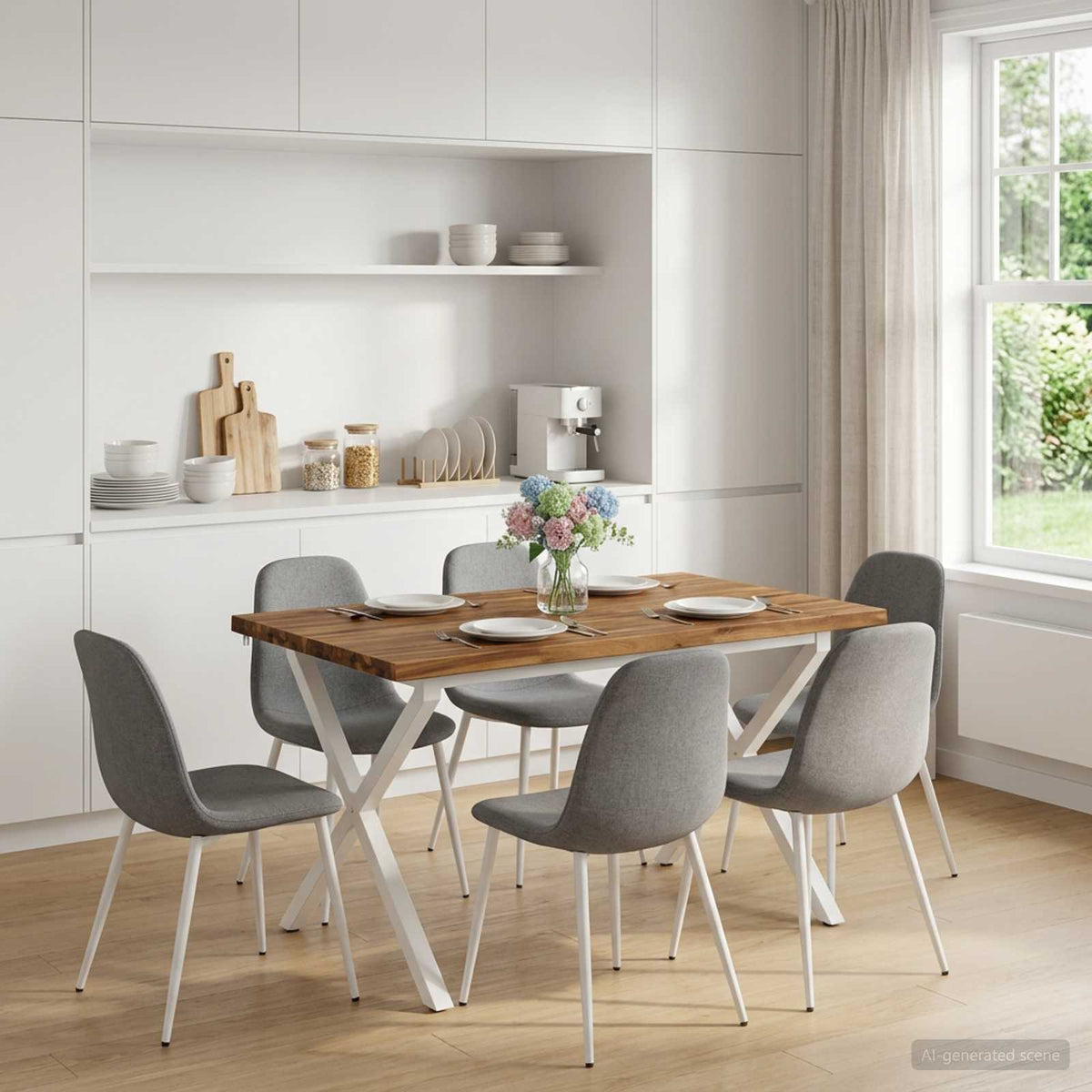 90 x 55 x 75 cm Tömör Akácfa Természetes és Fehér Négyszögletes