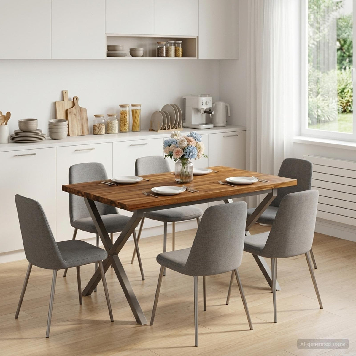 120 x 80 x 75 cm Tömör Akácfa Természetes és Kávé Négyszögletes