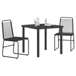 Kert szett 3 db Fekete Fém és Rattan 3